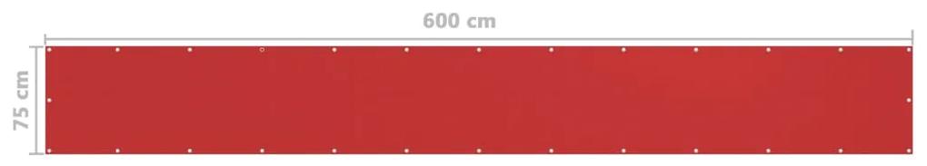 Paravan pentru balcon, rosu, 75 x 600 cm, HDPE Rosu, 75 x 600 cm