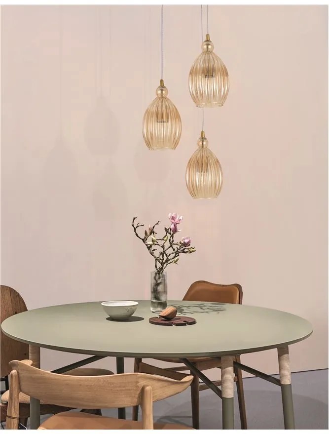 Lustra cu 3 pendule design modern LINGUA champagne NVL-9988382