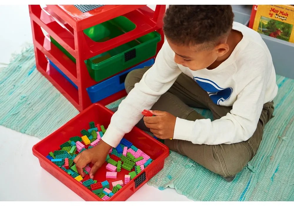 Organizator pentru depozitare cu 3 sertare LEGO®, roșu