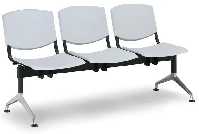 Bancă din plastic de design, 3 locuri, albastră