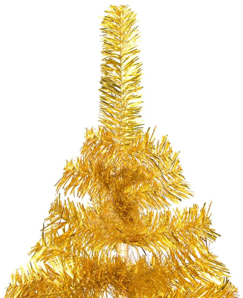 Brad de Craciun artificial cu LED globuri auriu 120 cm PET Auriu, 120 x 65 cm, 1