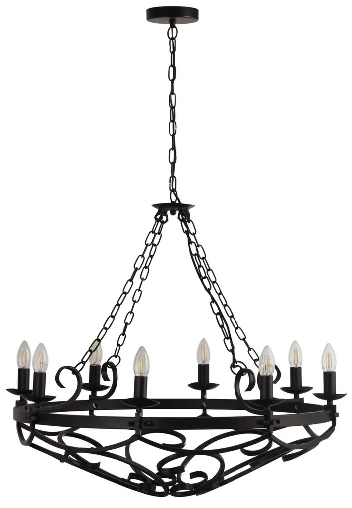 Candelabru design rustic Cartwheel III - 8lt 8908-8BK SRT