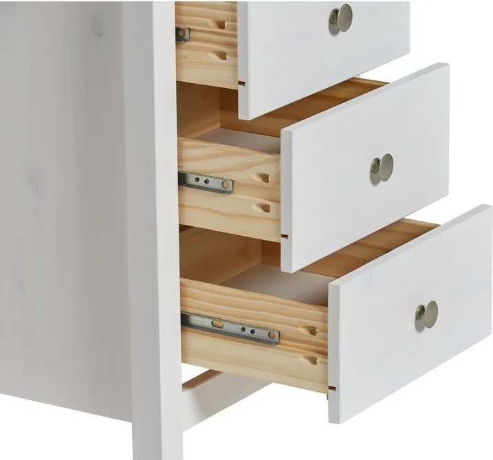 Comodă albă înaltă din lemn masiv de pin 46x80 cm Berna – Marckeric