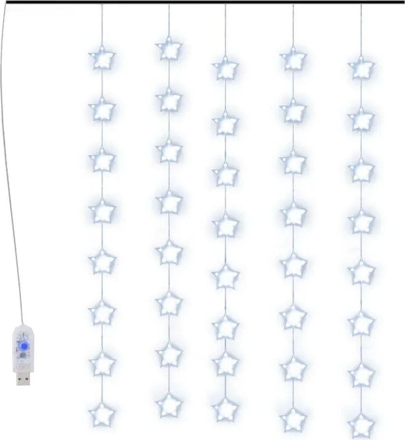 vidaXL Instalație lumini tip perdea stele 200 LED albastru 8 funcții