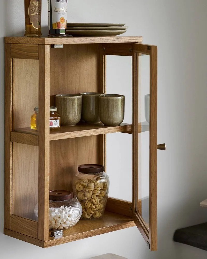 Vitrină în culoare naturală suspendată 40x60x20 cm Zamora – House Nordic