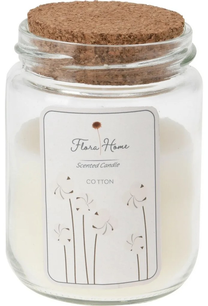 Lumânare în borcan de sticlă Flora home Cotton, 6,5 x 9,5 cm