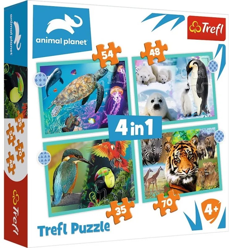 PUZZLE TREFL 4IN1 ANIMAL PLANET - MISTERIOASA LUMEA A ANIMALELOR