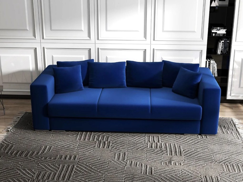 Canapea extensibilă dumonde cu ladă de depozitare si sezut confortabil din spuma high-density, Gloria Royal Blue 240x100 cm
