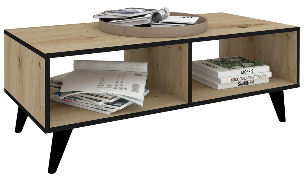 Masuta Cafea Melo, Stejar Artisan/Negru, 110 x 50 x 40 cm