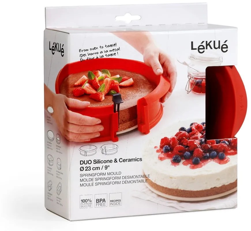 Formă din silicon pentru tort Lékué, ⌀ 23 cm, roșu