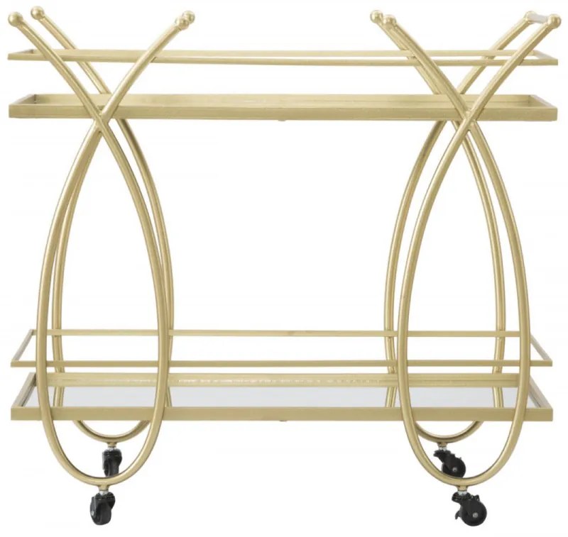 Carucior pentru servire auriu din metal, 80 cm, Ribbon Mauro Ferretti