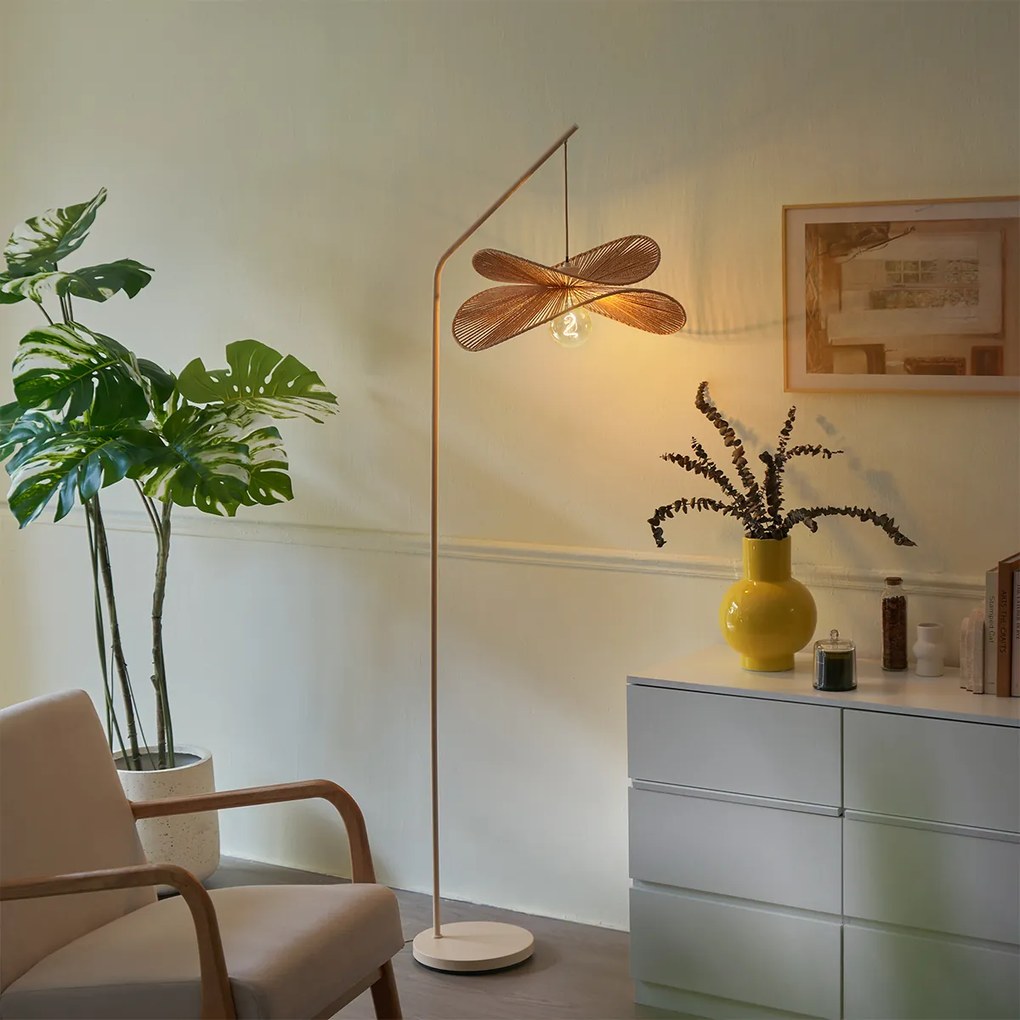 Lampă de podea Art Deco bej cu abajur bej - Nest