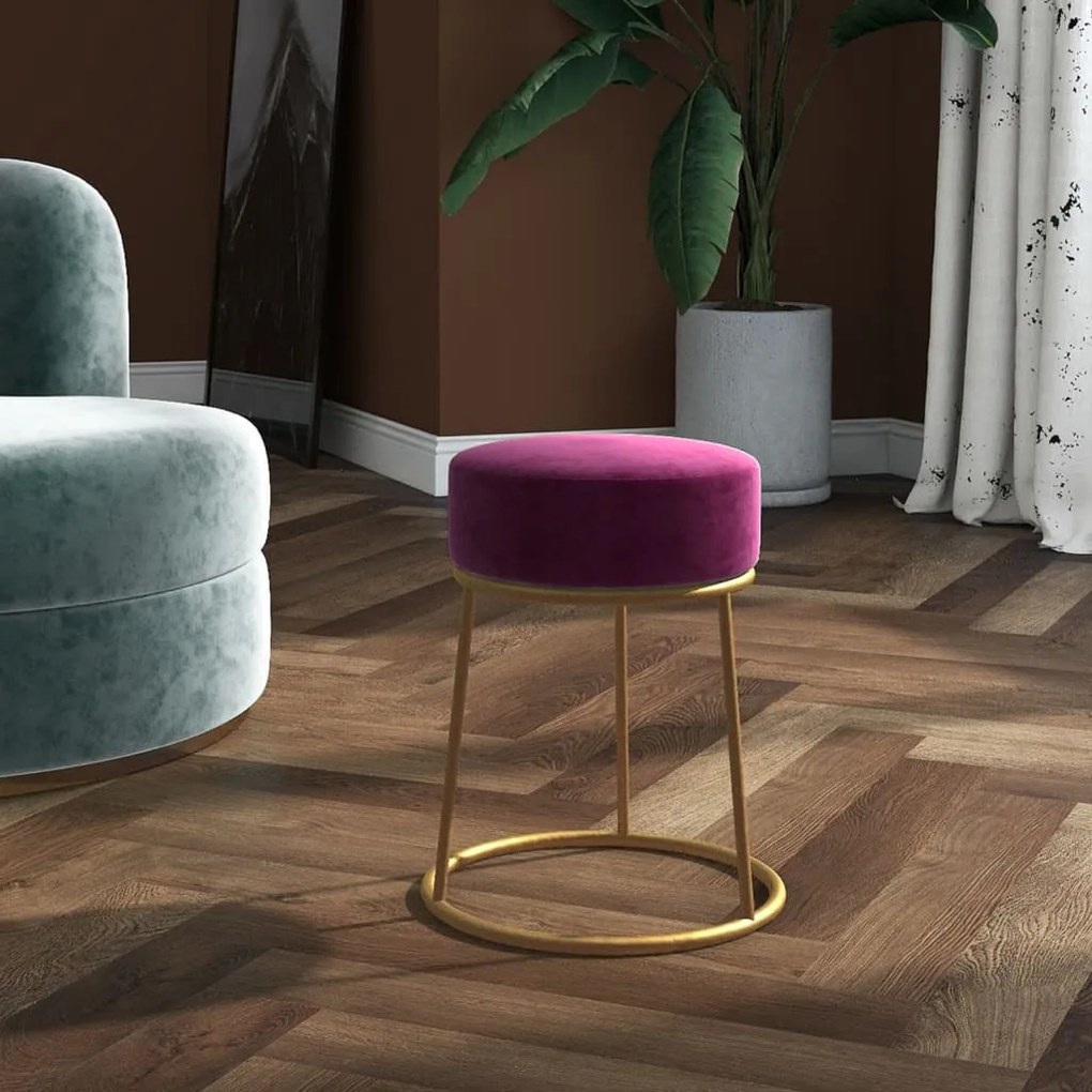 340258 vidaXL Taburet rotund, violet, catifea