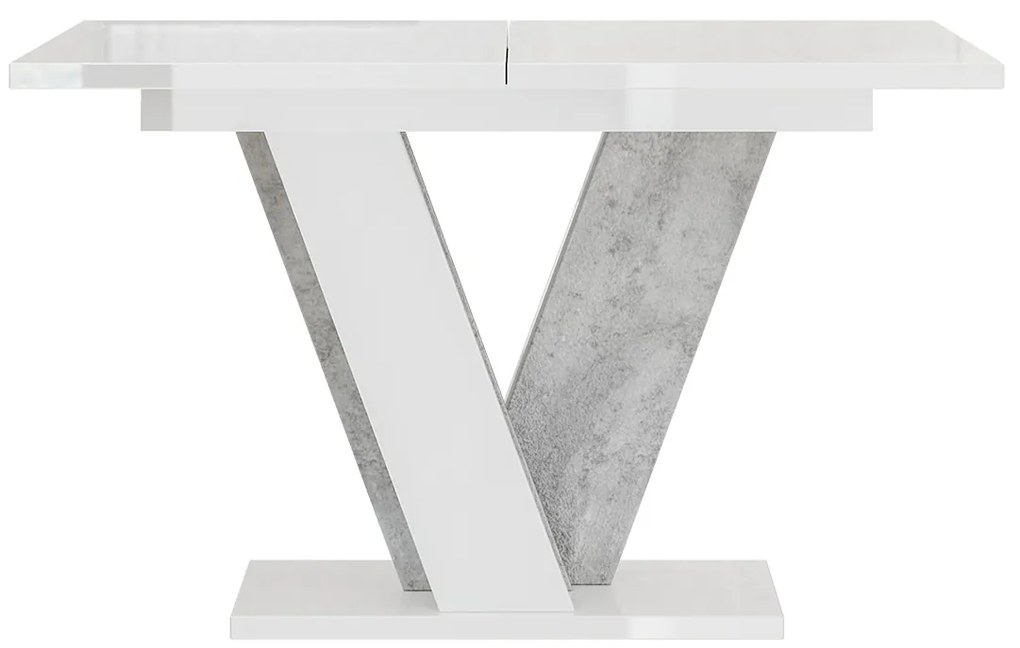 Masă de sufragerie Venag (alb lucios + piatră) (pentru 4 până la 6 persoane). 1055271