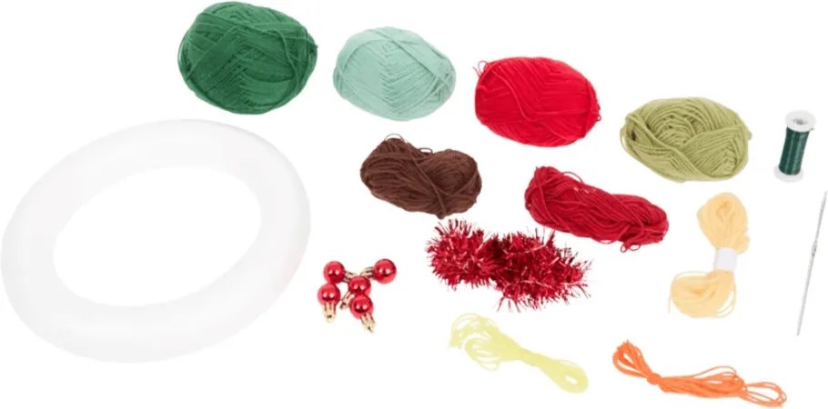 Set creativ CHRISTMAS WREATH pentru crosetat coronita de Craciun