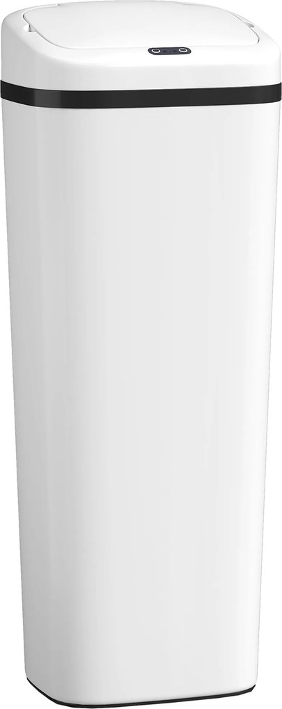 HOMCOM Coș de Gunoi Automat pentru Bucătărie 50 L Îngust din Oțel Inoxidabil cu Senzor Infraroșu Mod Manual Anti-amprente Alb | Aosom Romania