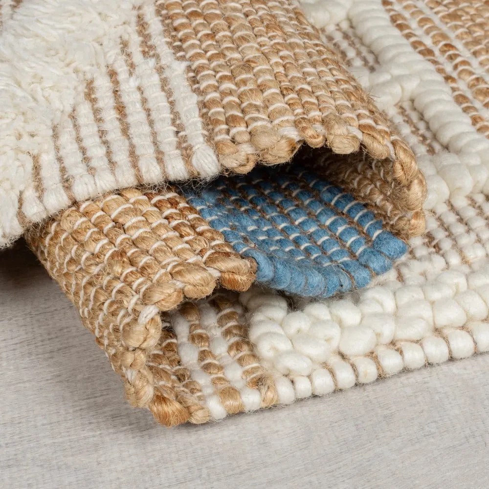 Covor tip traversă albastru/în culoare naturală țesut manual din amestec de iută 60x230 cm Medina Jute – Flair Rugs