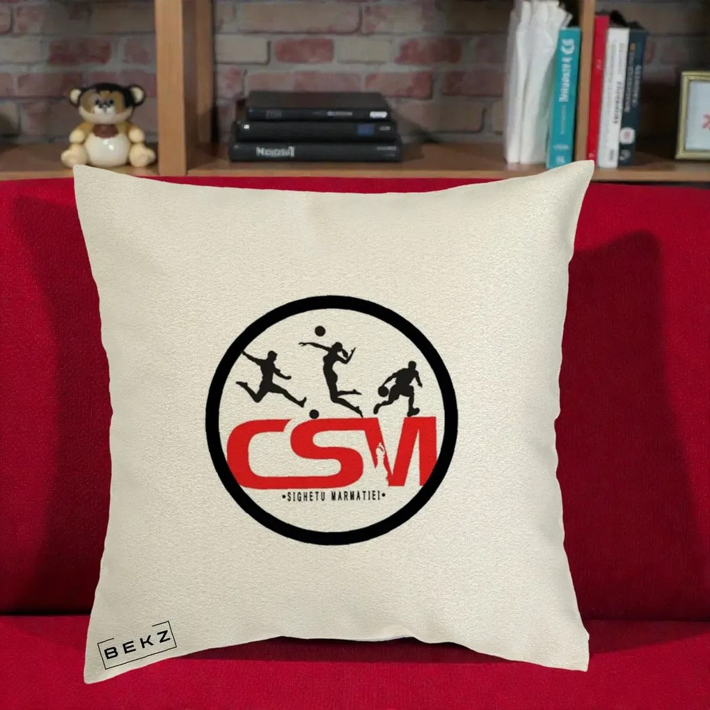Perna Personalizata CSM Sighetu Marmatiei Sport, 40x40 cm, Ecru, Husa Detasabila, Perna Inclusa, BEKZ®