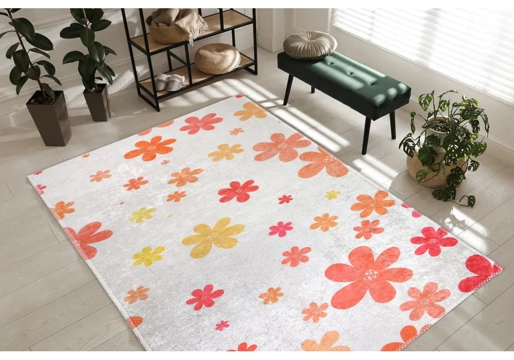 Covor pentru copii portocaliu-fildeș lavabil 80x150 cm Fall Flowers – Vitaus