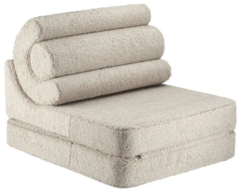 Fotoliu pentru copii maro deschis cu tapițerie din țesătură bouclé Flipster – Wigiwama