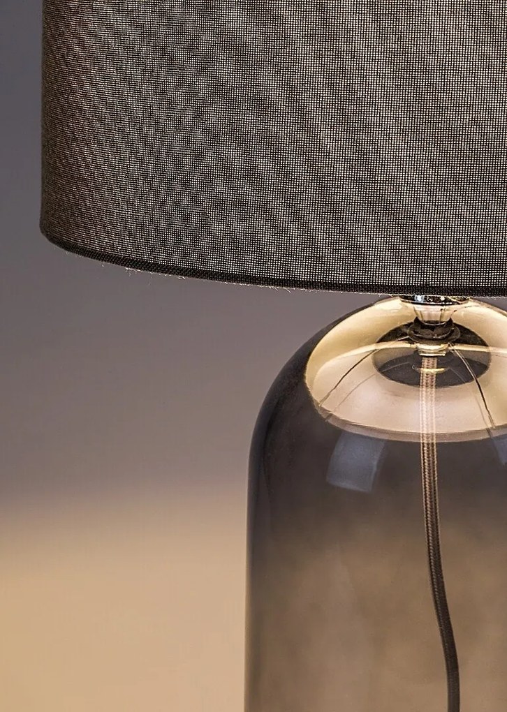 Lampa de masa sticla fumurie abajur gri Luxin