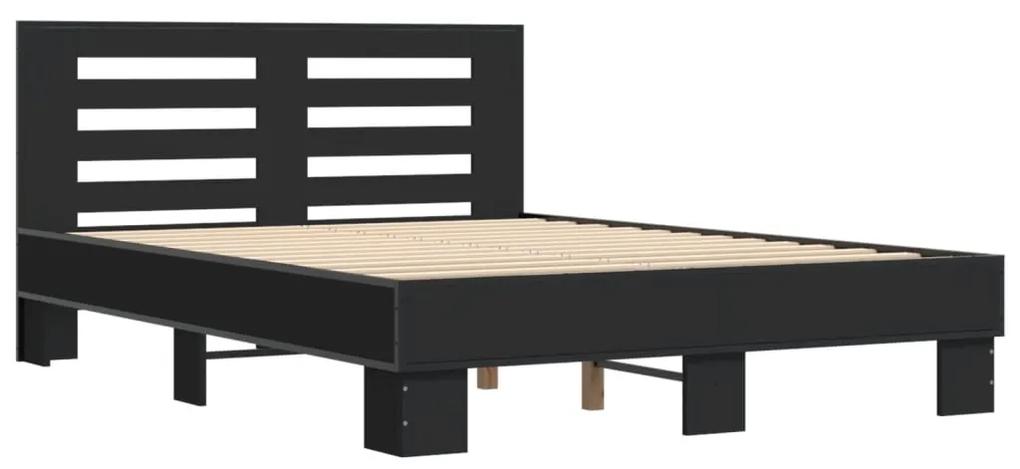 3280107 vidaXL Cadru de pat, negru, 120x200 cm, lemn prelucrat și metal