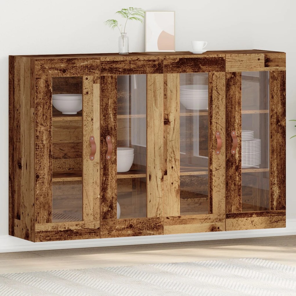 vidaXL Dulap montat pe perete 2 pcs Lemn vechi 69.5 x 34 x 90 cm