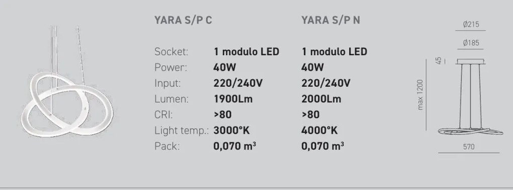 Lustra LED suspendata diametru 57cm YARA 3000K sau 4000K