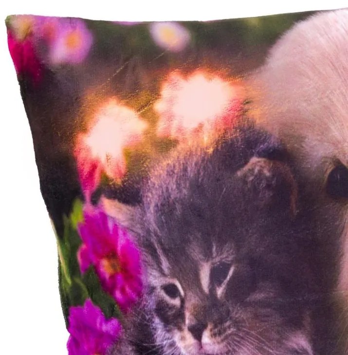 Pernă decorativă cu LED Pisică și câine-38x38cm