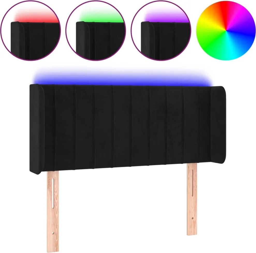 vidaXL Tăblie de pat cu LED, negru, 83x16x78/88 cm, catifea
