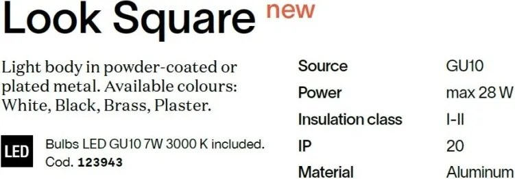 Spot aplicat tavan LOOK PL1 SQUARE D60 H750 OTTONE