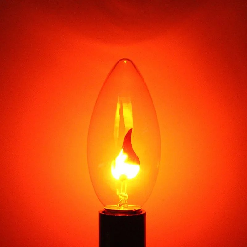 Bec decorativ led 3w, efect flacara, soclu e14, lumina rosie