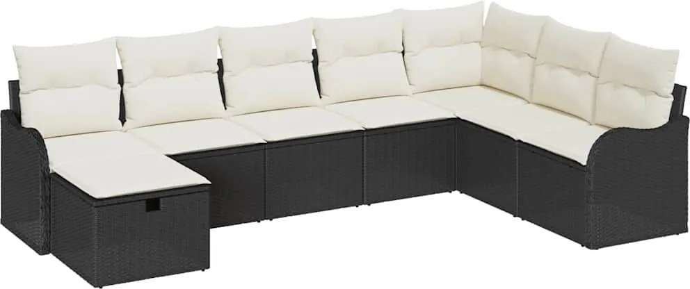 vidaXL Set de canapele pentru grădină cu pernă 8 pcs Negru Rattan poli