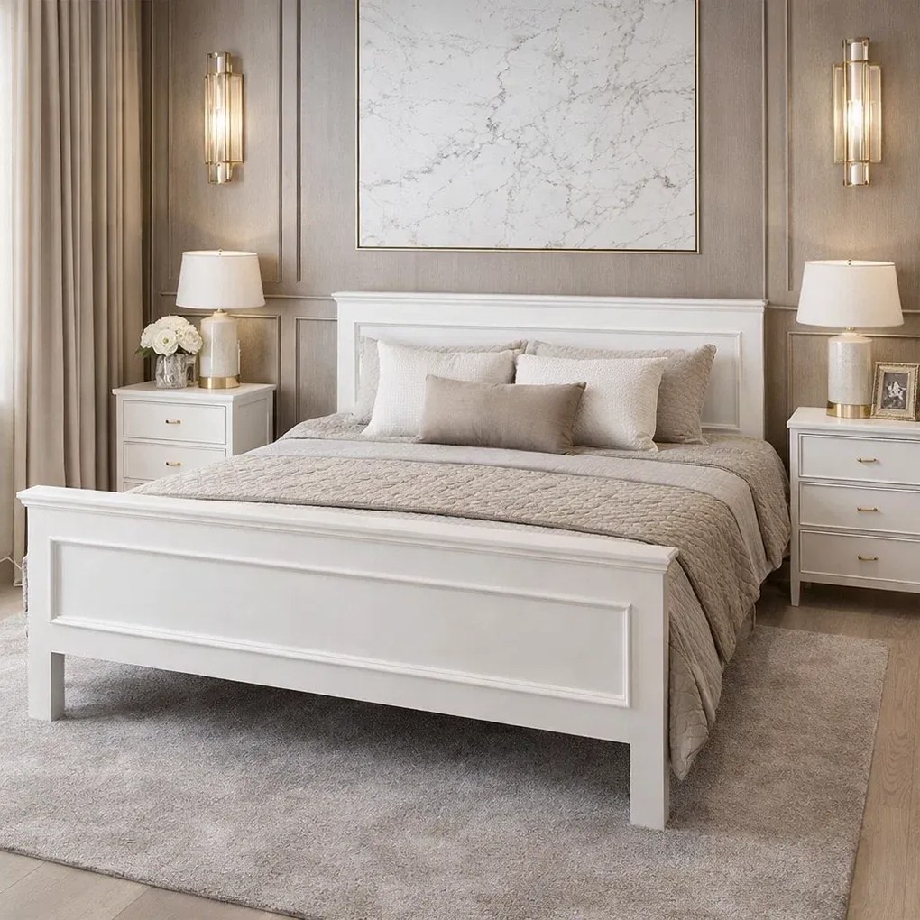 Pat matrimonial 180x200 cm, din lemn masiv de pin