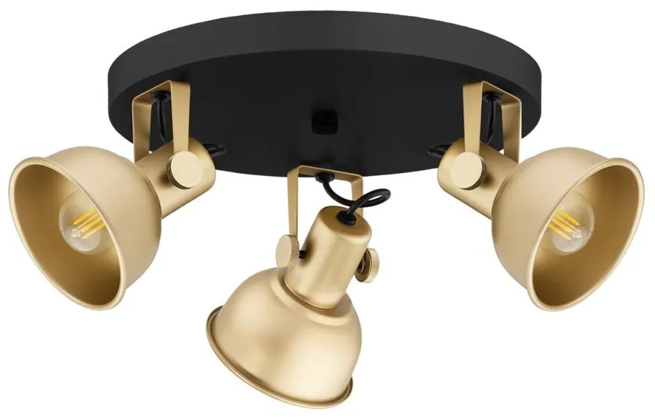 Plafoniera cu 3 spoturi directionabile design modern Lenora auriu, negru
