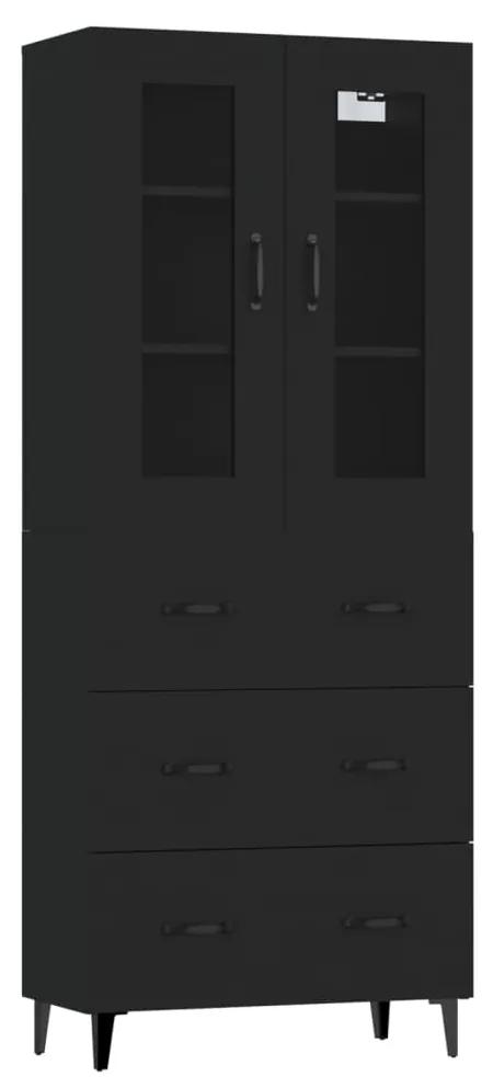 Dulap inalt, negru, 69,5x34x180 cm, lemn prelucrat