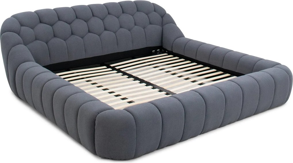 Pat dormitor dumonde, tapitat bej, Bubble 180x200 cm