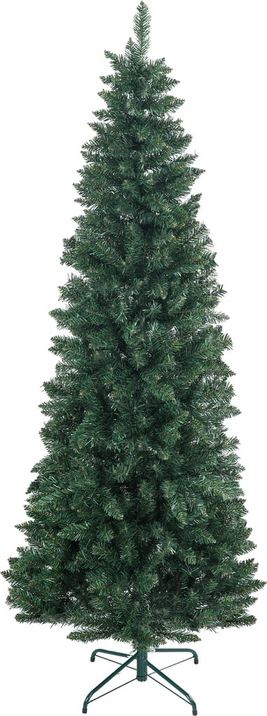 HOMCOM Brad Artificial de Crăciun cu 687 Ramuri, Brad de Crăciun Înalt și Îngust cu Bază Pliabilă, Ø75x210 cm, Verde | Aosom Romania
