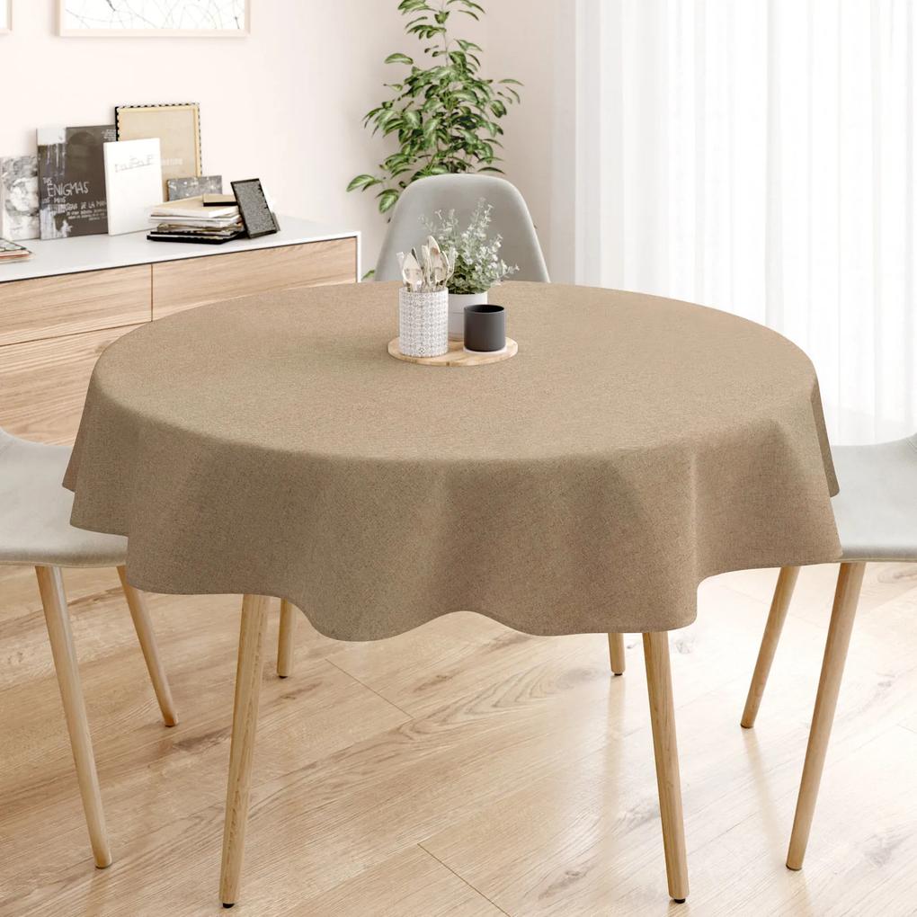 Goldea față de masă decorativă loneta - cafea natural - rotundă Ø 110 cm