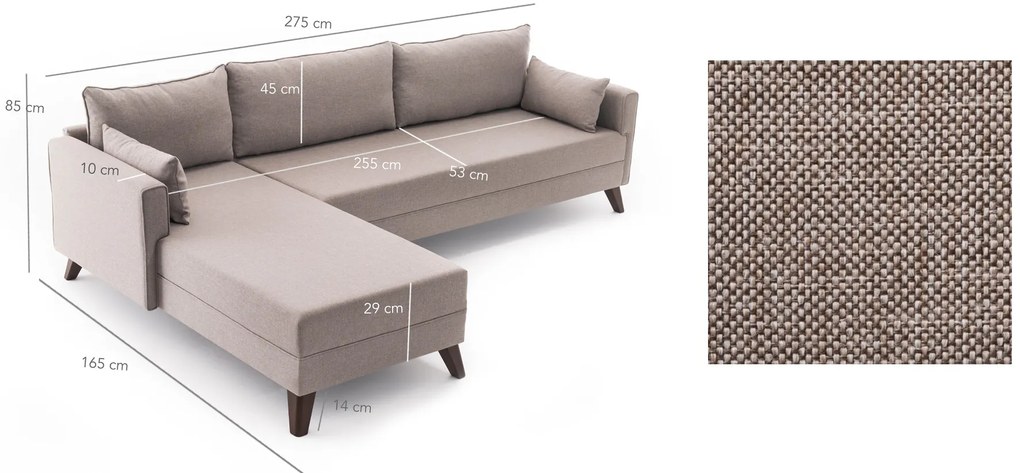 Canapea extensibilă Bellina 1 (bej) (S). 1063022