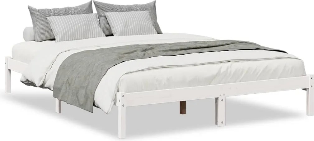 vidaXL Cadru pat foarte lung fără saltea alb 140x220 cm lemn masiv pin
