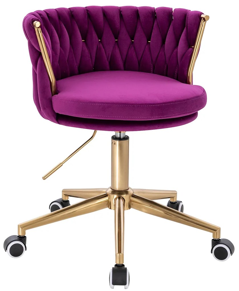 HR450K Scaun Fucsia din Catifea cu Bază Aurie