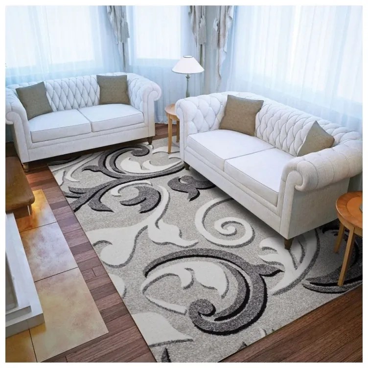 Covor Phoenix model floral gri-negru-crem 3014-244 Selectează mărime: 120 X 170