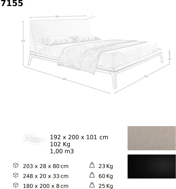 Pat dublu tapitat design LUX Grey 180x200cm