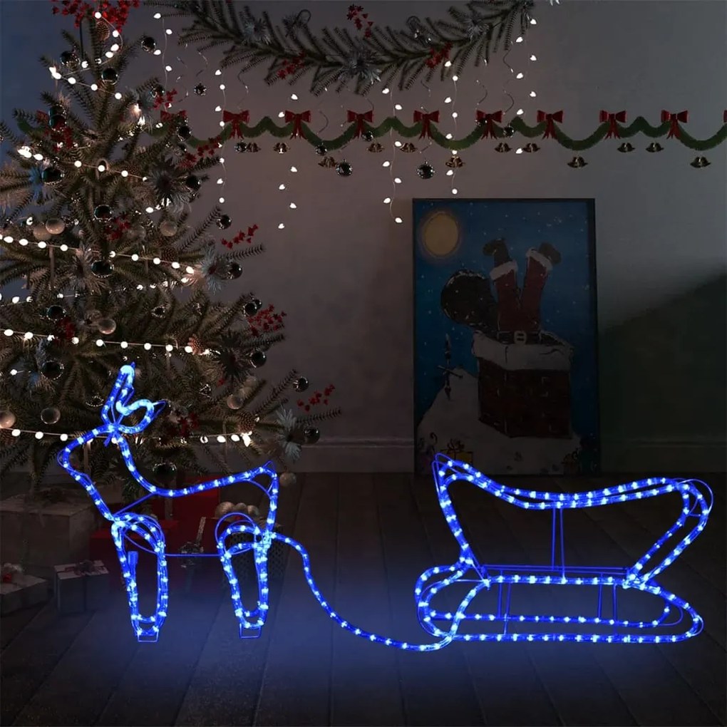 vidaXL Decorațiune de Crăciun cu ren și sanie, 252 leduri, exterior