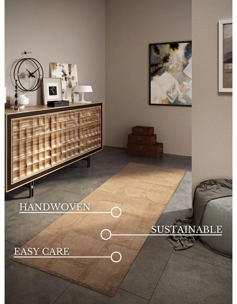 Covor tip traversă bej țesut manual din lână 80x250 cm Alexis – Villeroy&amp;Boch