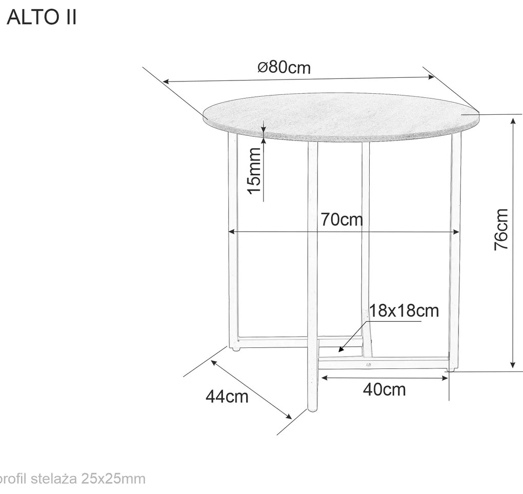 Masa de sufragerie rotunda cu blat in decor stejar ALTO II 80x80