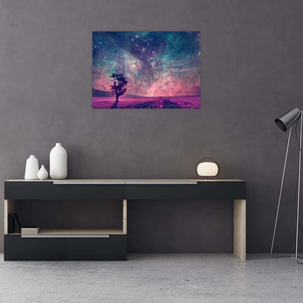 Tablou pe sticlă - Cer de noapte din alta dimensie (70x50 cm)