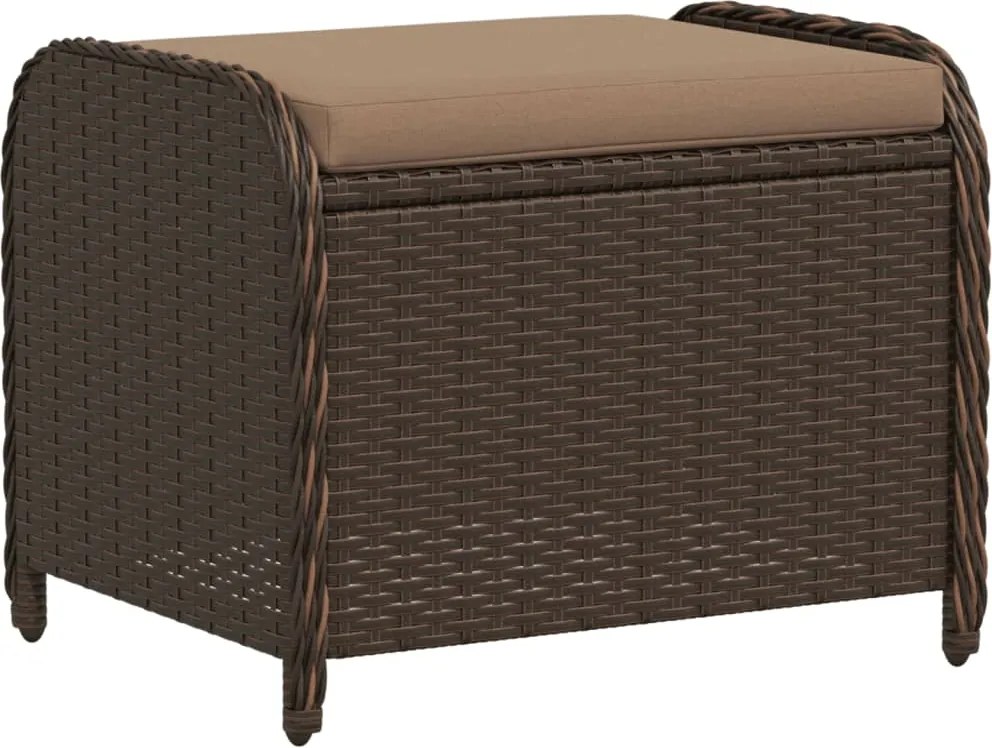 vidaXL Taburet de grădină cu pernă, maro, 58x46x46 cm, poliratan