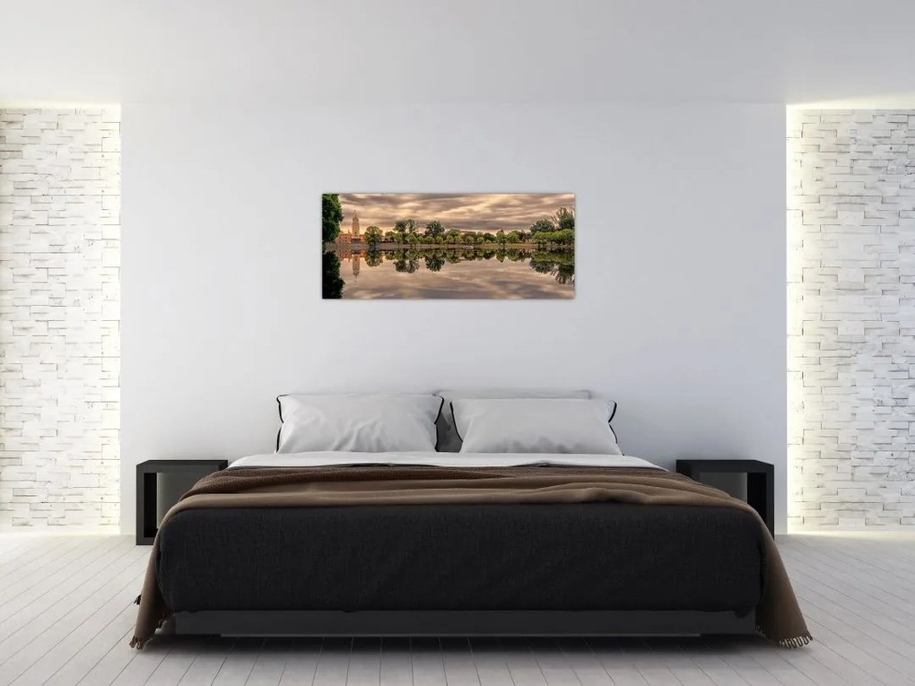 Tablou cu lac și copaci (120x50 cm)